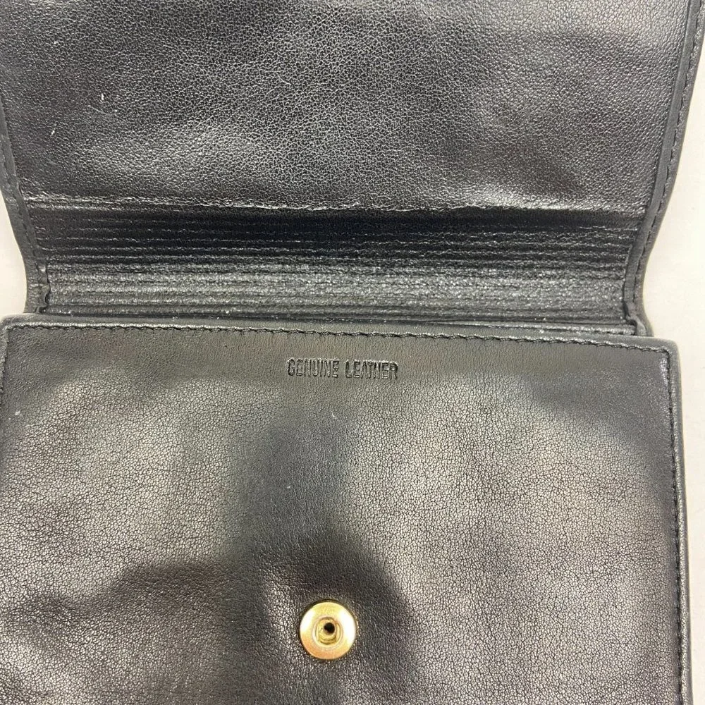 Vintage Black Leather Wallet Coin Cards